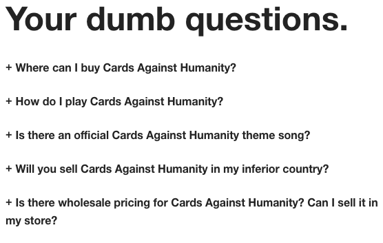 Cards Against Humanity FAQs Cards Against Humanity FAQs